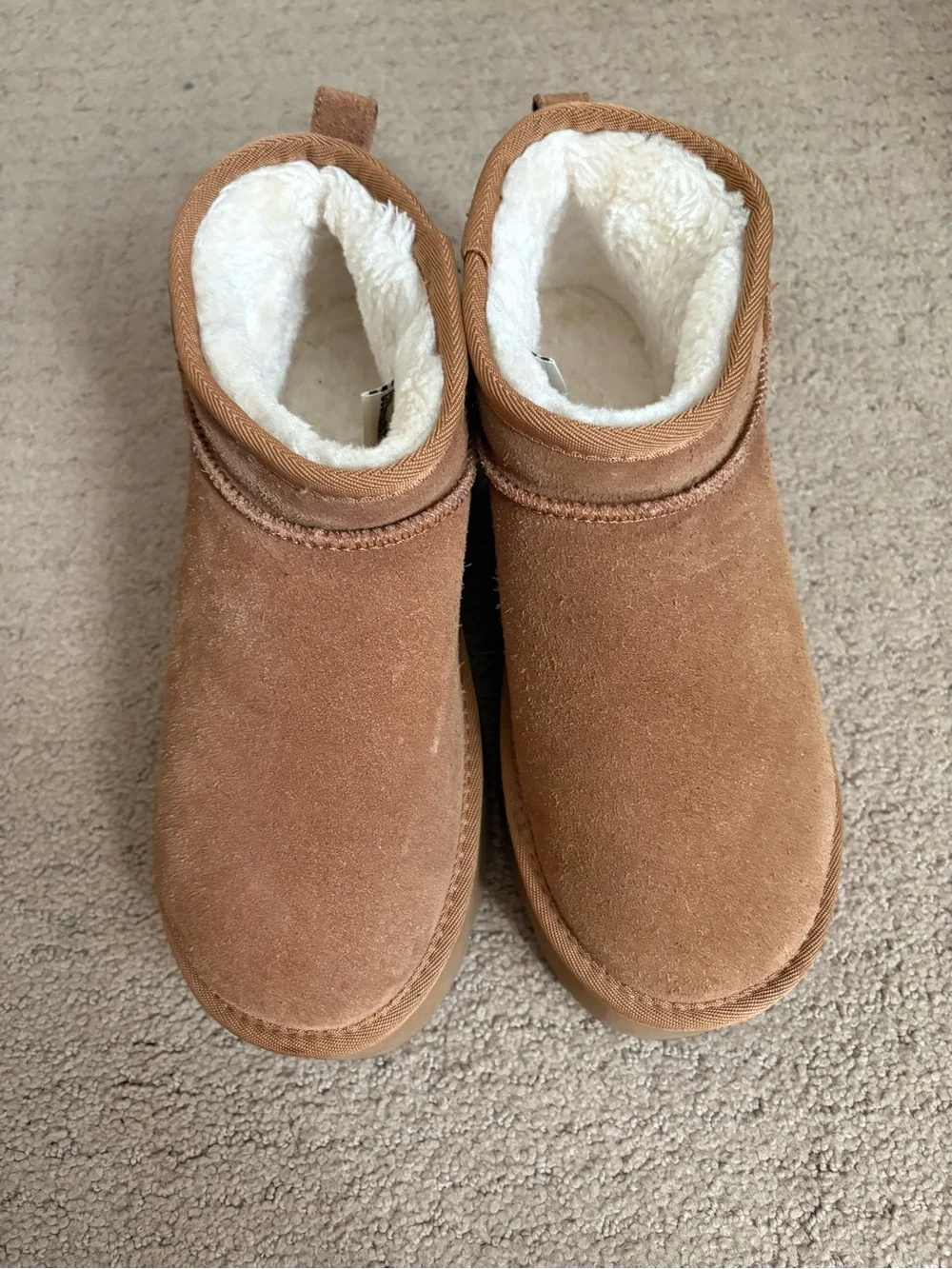 Platform Ugg slip on boots - Faux-Suede Slip-On Boot - Brown